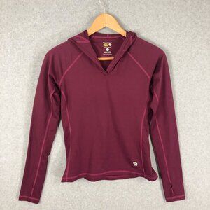 Mountain Hard Wear Red Athletic Hooded Long Sleeve Top Size Small